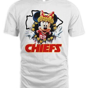Minnie Mouse Kansas City Chiefs Football Cartoon Disney NFL Fan Graphic T-Shirt